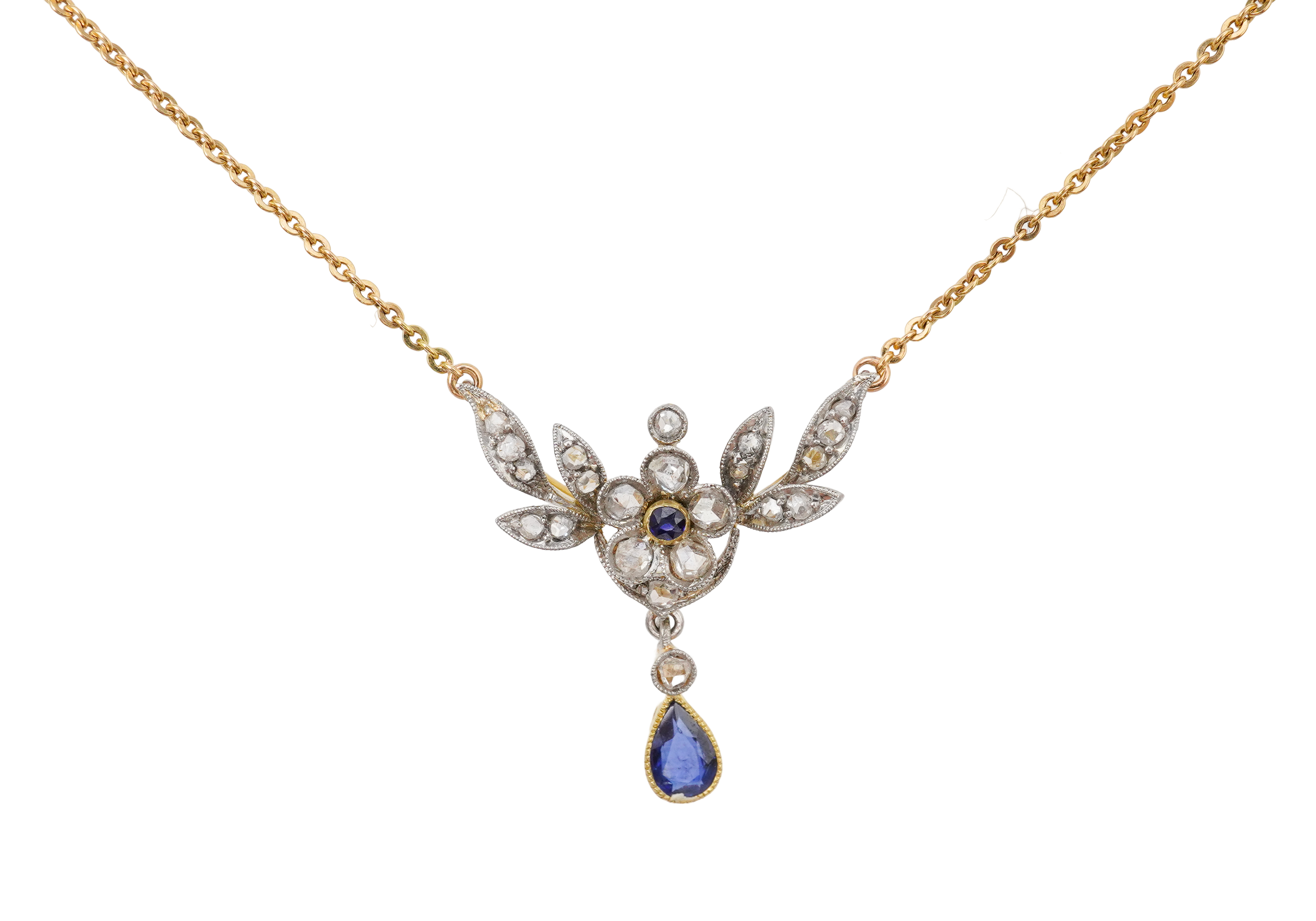 A sapphire and diamond pendant
